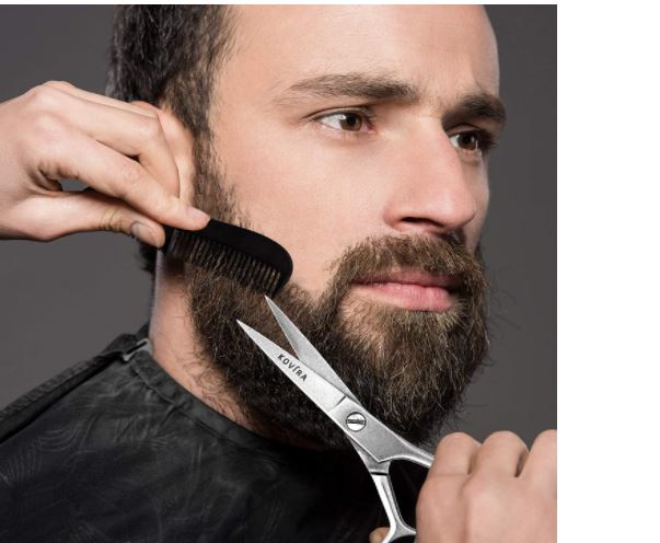 Kovira 1-PC 4.5-Inch Beard Mustache Facial Face Hair Trimming Grooming Cutting Scissor Shears