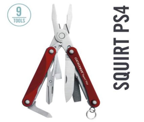 Leatherman Squirt PS4 9-in-1 Multi-Tool Pocket Knife Red
