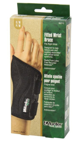 Mueller USA Fitted Right Wrist Brace Support Strap Small Medium