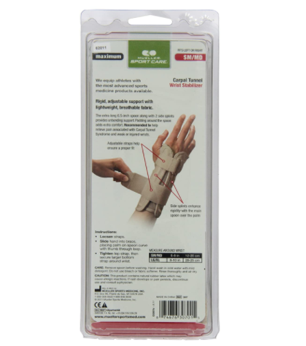 Mueller USA Carpal Tunnel Wrist Stabilizer for Right Left Hand Small Medium Size