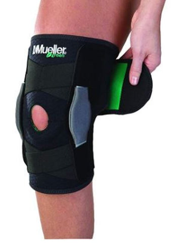 Mueller USA Green Adjustable Hinged Knee Brace Support Black
