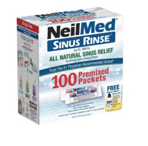 NeilMed Sinus Rinse All Natural Sinus Relief Refill 100 Premixed Packets