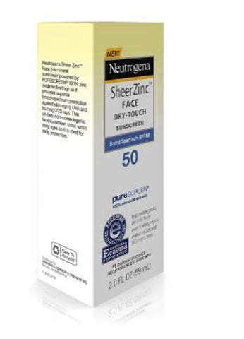 Neutrogena Sheer Zinc Face Dry Touch SPF 50 Sunscreen 2 Oz 59 ML