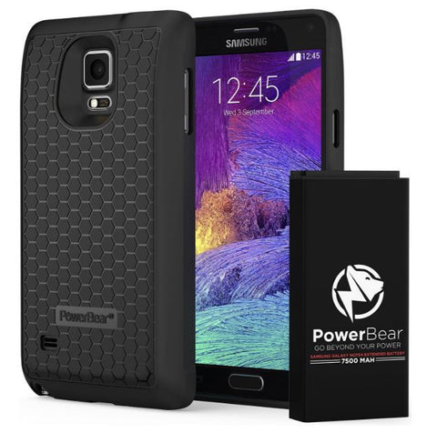 PowerBear 7500mAh Extended Battery Samsung Galaxy Note 4 Black