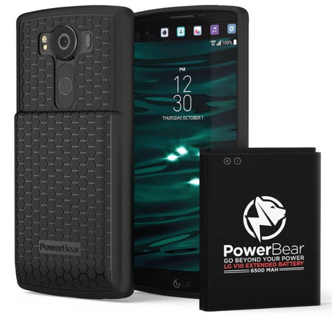 PowerBear LG V10 6500mAh Extended Battery With Cover