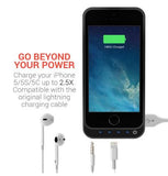 PowerBear iPhone 5SE 5S 5C 5 4000mAh Extended Battery Case Black