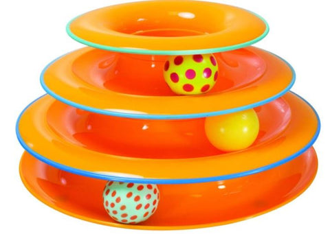 Petstages Tower of Tracks 3 Levels of Play Moving Spinning Balls Kitty’s Cat Hunting Chasing Exercising Toys