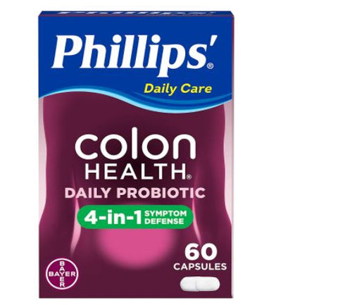 Phillips Colon Health Daily Probiotic 4-in-1 Symptom Defense Immune Support 60 Capsules