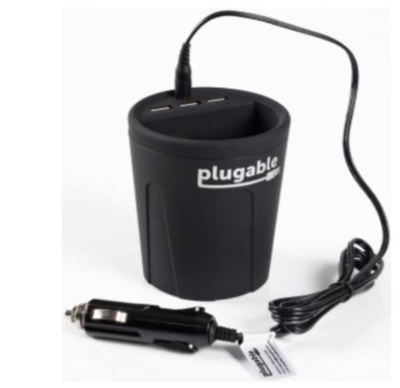 Plugable 3-Port 36W USB Charger Car Power Cup Holders