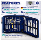 Poly Medical 37-PC Advanced Dissection Kit Stainless Steel for Anatomy, Biology, Botany, Veterinary, Medical Students