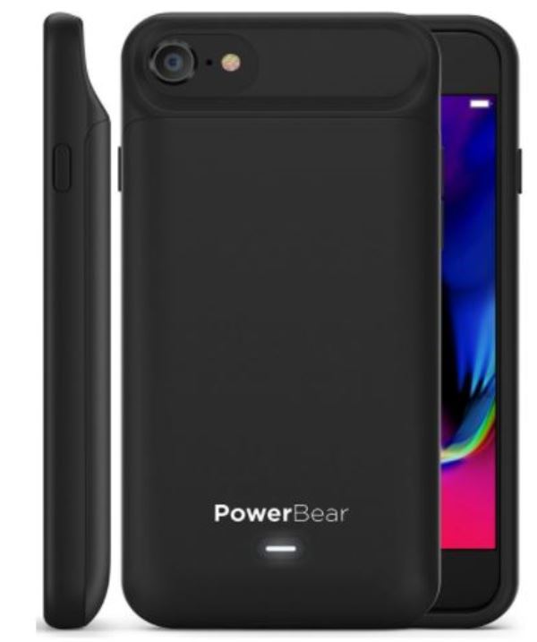 PowerBear iPhone 7 8 5000mAh Extended Battery Case Black