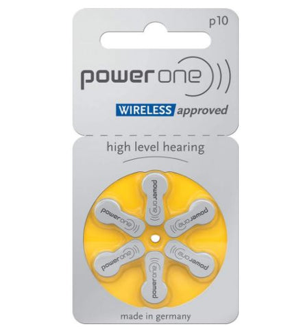 PowerOne P10 Wireless Hearing Aid Battery Size 10 x 60  Zinc Air Batteries Yellow