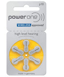 PowerOne P10 Wireless Hearing Aid Battery Size 10 x 60  Zinc Air Batteries Yellow