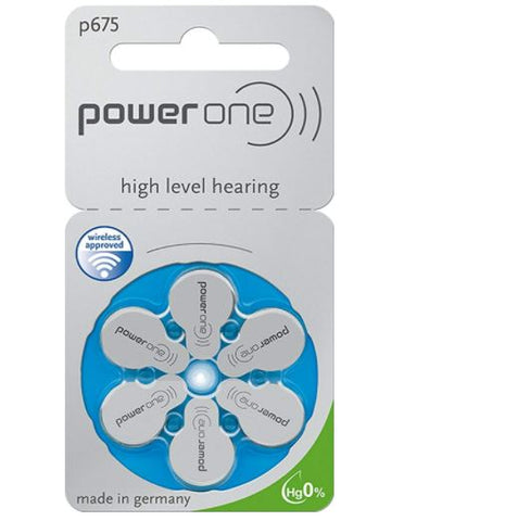 PowerOne P675 Wireless Hearing Aid Battery Size 675 x 60 Zinc Air Batteries Blue