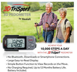 Realalt 3DTriSport Walking 3D Pedometer with Clip and Strap Step Calorie Counter