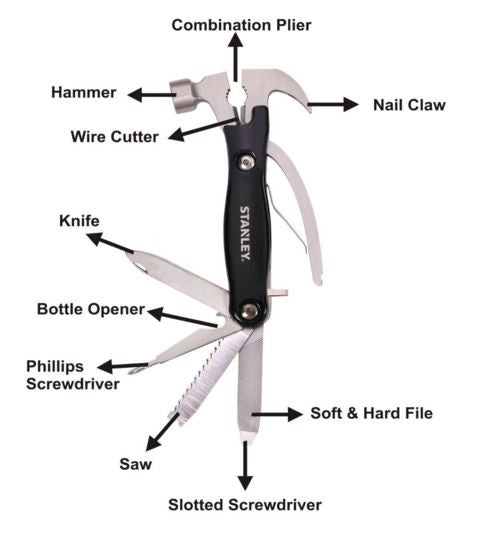 Stanley STHT73844W 11-in-1 Folding Hammer Multi Tool Pocket Knife