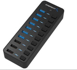 Sabrent HB-B7C3 7-Port USB 3.0 Hub & 3 Smart Charging Ports Hub with Individual LED Power Switches