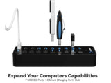 Sabrent HB-B7C3 7-Port USB 3.0 Hub & 3 Smart Charging Ports Hub with Individual LED Power Switches