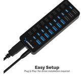 Sabrent HB-B7C3 7-Port USB 3.0 Hub & 3 Smart Charging Ports Hub with Individual LED Power Switches