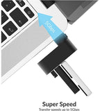 Sabrent HB-R3MB Premium 3-Port Aluminum Mini USB 3.0 Rotatable Hub for iMac Macbook Air Mini Pro