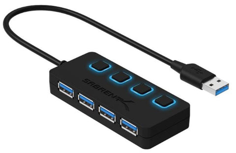Sabrent HB-UM43 4-Port USB 3.0 Hub with Individual LED Power Switches