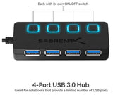 Sabrent HB-UM43 4-Port USB 3.0 Hub with Individual LED Power Switches