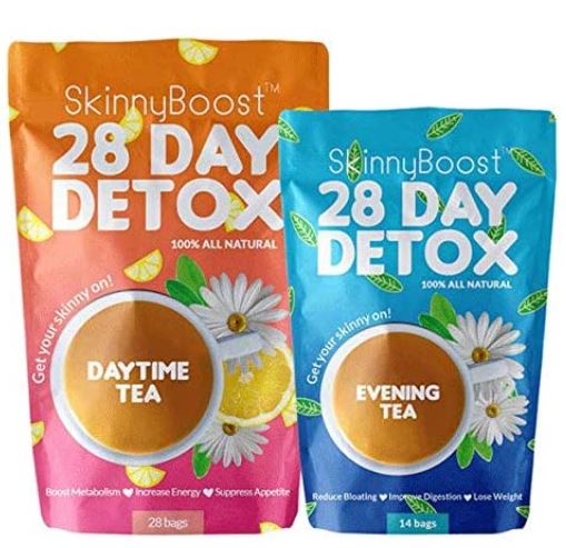 SkinnyBoost 28 Day Detox Cleanse Tea Daytime Evening Tea Bags