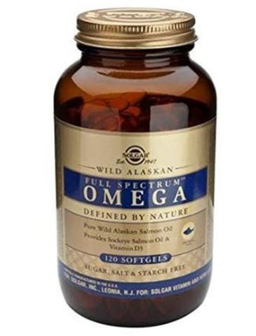 Solgar Wild Alaskan Salmon Full Spectrum Omega Vitamin D 120 Softgels