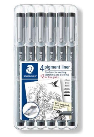 Staedtler 6-PC Pigment Liner Bonus Sketch Pen