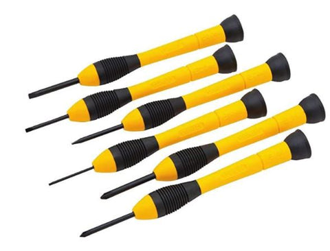 Stanley 66-052 6-PC Precision Screwdriver Screw Driver Set Black Yellow