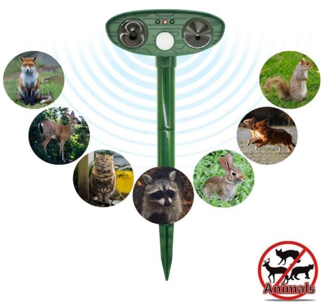 Tyruss Ultrasonic Solar Powered Animals Repeller Dogs Cats Pest Repellent