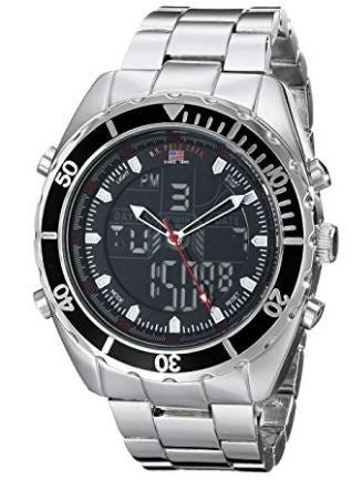 US Polo Assn US8211 Men Analog Digital Watch Sterling Silver