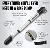 Vibrelli Mini Bike Tire Pump with Glueless Puncture Repair Kit