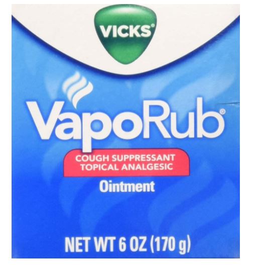 Vicks 6-Ounce VapoRub Ointment Cough Cold Relief for Chest Throat Muscles Pain