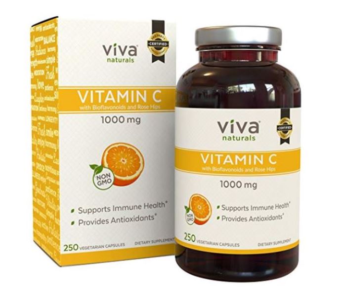 Viva Naturals Vitamin C with Bioflavonoids & Rose Hips 1000 mg 250 Caps