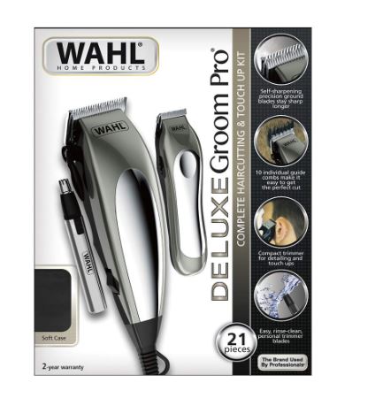 Wahl 79305-3658 Deluxe Groom Pro 21 Piece Hair Clipper Trimmer Shaver Razor Complete Haircutting Kit