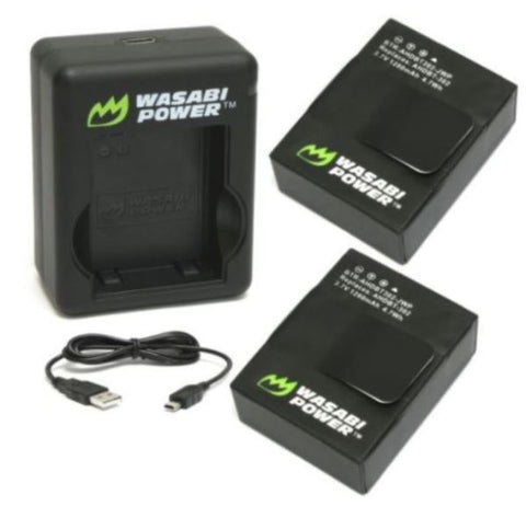WASABI 2-PC 1280mAh GoPro Battery with Charger for HERO3 3+