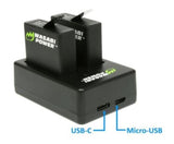 WASABI 2-PC 1220mAh GoPro Battery with Charger for HERO5 HERO6
