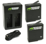 WASABI 2-PC 1220mAh GoPro Battery with Charger for HERO5 HERO6