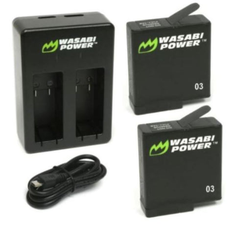 WASABI 2-PC 1220mAh GoPro Battery with Charger for HERO5 HERO6