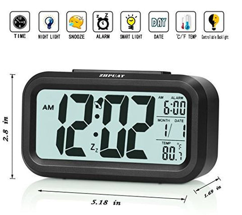 Zhpuat Smart LCD Backlight Desk Digital Travel Alarm Temperature Clock